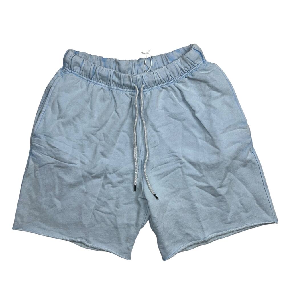 MNML Bleached Out Sweatshorts Mens XL Blue Washed Fleece Drawstring Shorts NWT